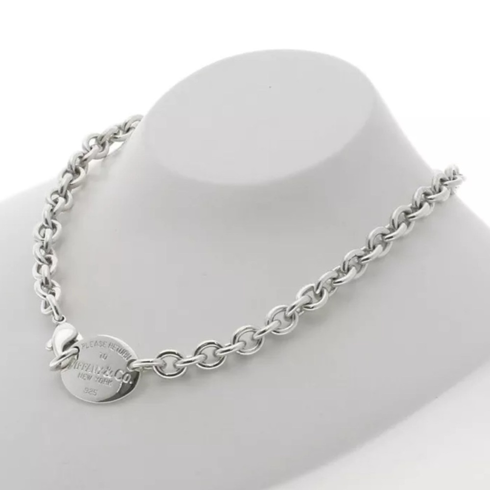AUTH RETURN TO TIFFANY OVAL CHOKER NECKLACE 925 SOLID GENUINE STERLING COA